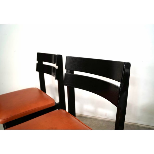Wood 1950’s Mid-Century Modern Leather Dining Chairs - Set of 6 For Sale - Image 7 of 12