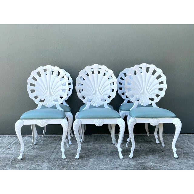 Mid-Century Modern Vintage Cast Aluminum Shell Back Grotto Chairs - Set of 6 For Sale - Image 3 of 11