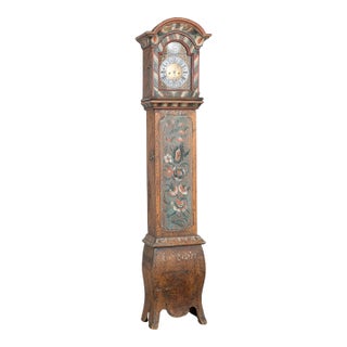 Late 18th Century Original Painted Swedish Grandfather Clock For Sale