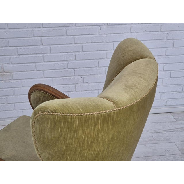 Danish Armchair in Furniture Velour and Oak, 1960s For Sale - Image 17 of 18