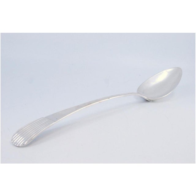 Rice and Serving Spoon in Plain Silver with Grooves on the Handle For Sale - Image 3 of 10