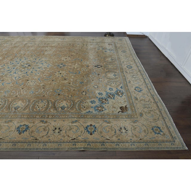 Textile 1970s Vintage Persian Handmade Wool Cotton Brown Area Rug For Sale - Image 7 of 10