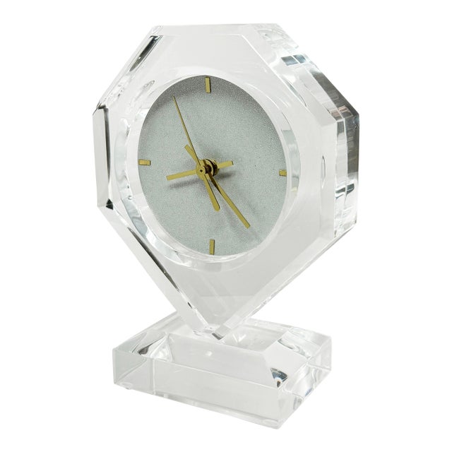 1980s Lucite Mantel Clock For Sale