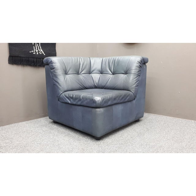 Modular Buffalo Leather Seating Group attributed to Laauser, 1980s Set of 5 For Sale - Image 10 of 15