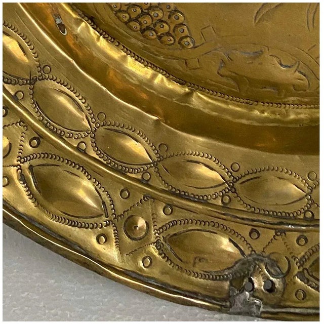 Metal Large Northern European Baroque Adam and Eve Brass Repousse Alms Plate For Sale - Image 7 of 13