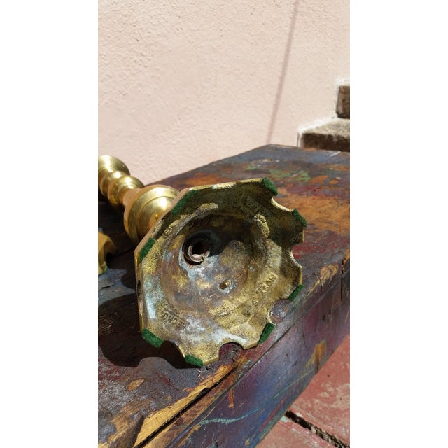 1960s Vintage Brass Candle Holders - A Pair For Sale - Image 5 of 5