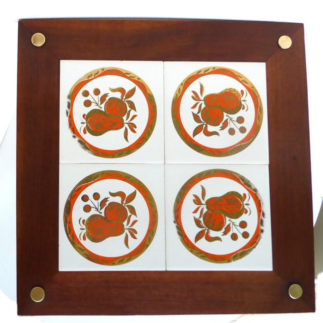 Attributed Georges Briard Mid Century Modern Small Wood Side Table W. Tile Top. C. 1969 For Sale - Image 12 of 16