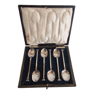Ser of Six English Sterling Silver Demitasse Spoons For Sale