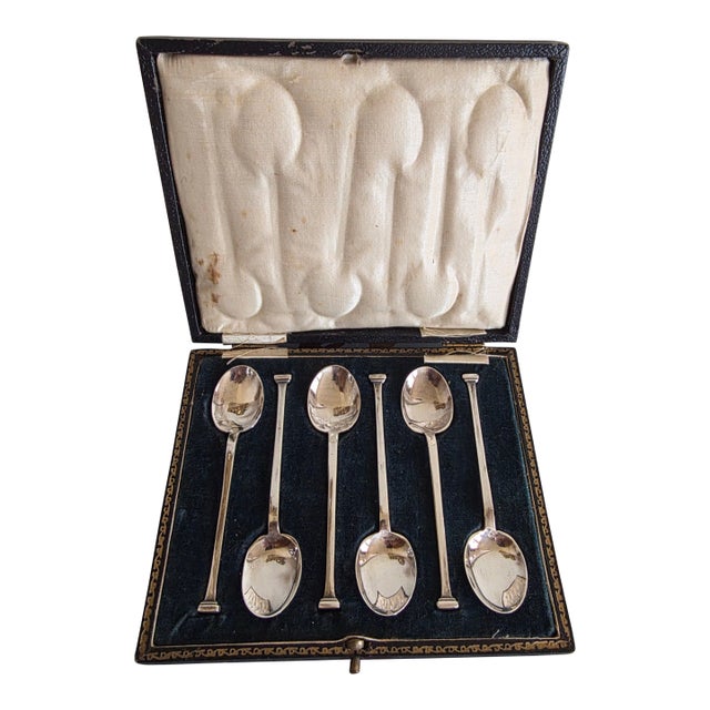 Ser of Six English Sterling Silver Demitasse Spoons For Sale