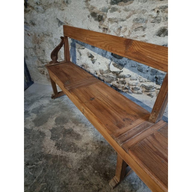 Brown Antique Monastery Bench with Oak Frame, 1890s For Sale - Image 8 of 18