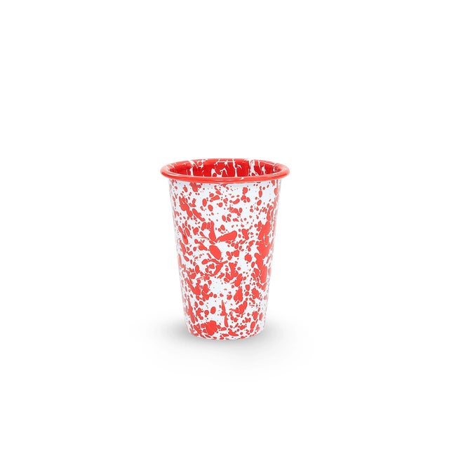 Enamel Splatter 14 oz. Tumblers, Red - Set of 4 Elevate your sustainable lifestyle with our enamel 14 oz tumblers featured...