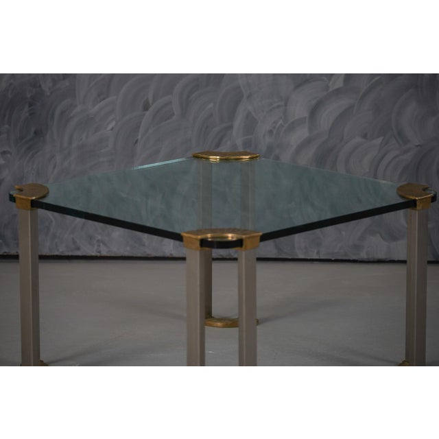 Gold Small Vintage Bronze and Glass Coffee Table from Peter Ghyczy, Germany, 1970s For Sale - Image 8 of 9