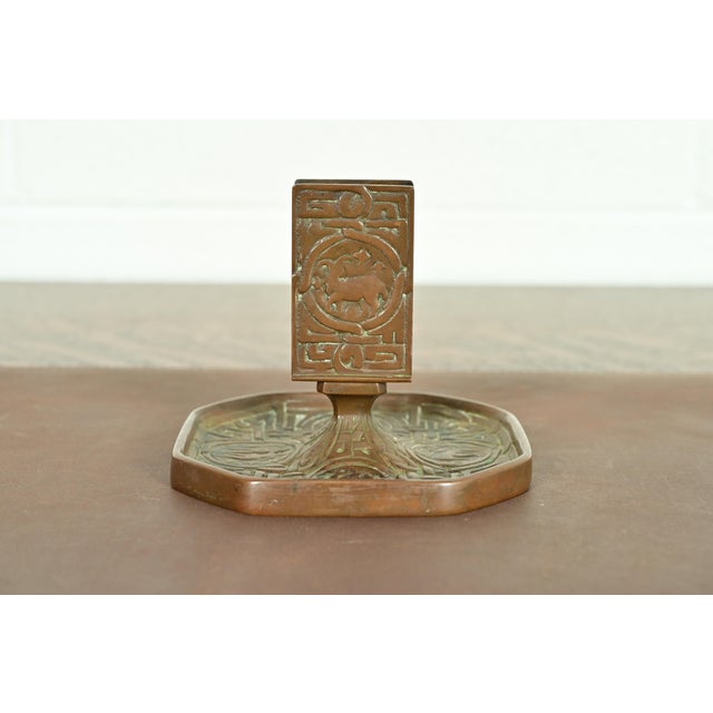 Tiffany Studios New York Zodiac Pattern Bronze Match Box Holder For Sale - Image 12 of 12