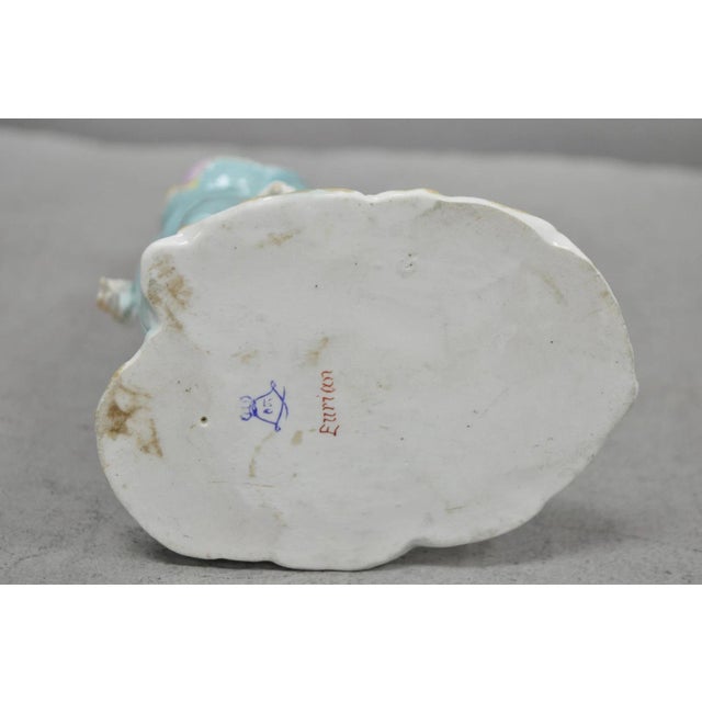 Antique Carl Thieme Potschappel German Dresden Porcelain Medieval Lady Figurine For Sale - Image 10 of 12