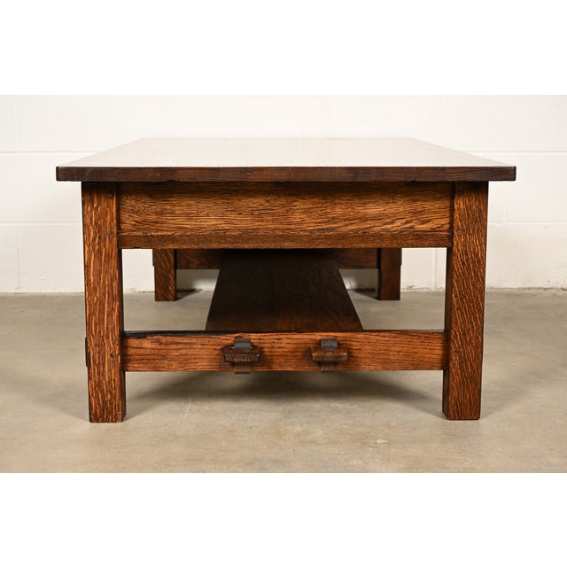 L. & J. G. Stickley Antique Mission Oak Arts & Crafts Coffee Table, Circa 1910 For Sale - Image 11 of 13