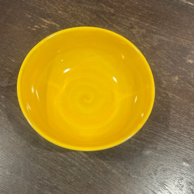 Mediterranean Vintage Rampini Radda Italian Hand-Painted Yellow Ceramic Bowls - Set of 3 For Sale - Image 3 of 10