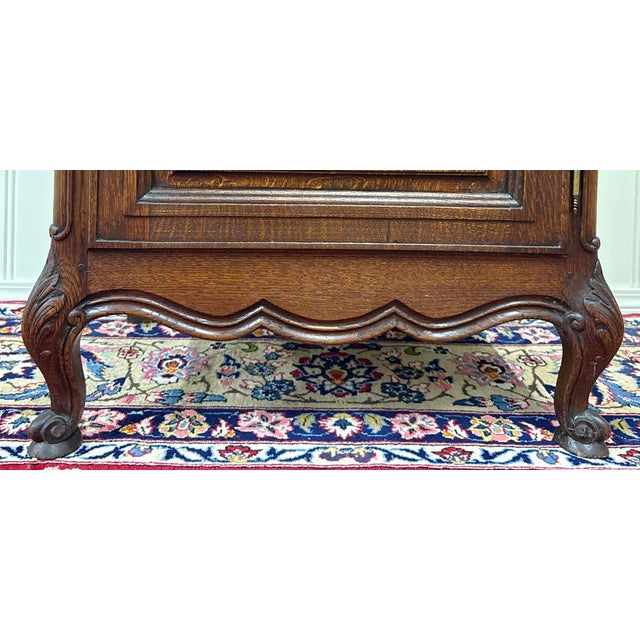 Antique French Louis XV Style Cabinet Cupboard With Drawer Carved Oak C. 1920s For Sale - Image 14 of 18