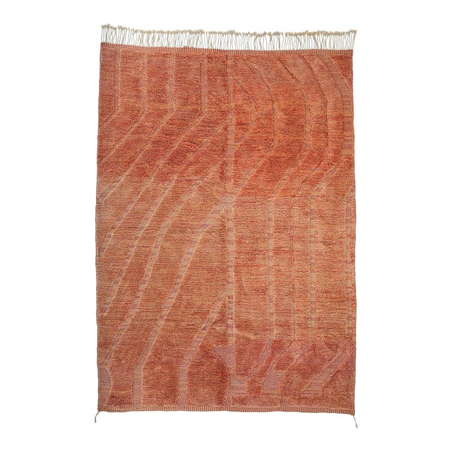 Monochromatic Flowing Line Hand-Knotted Wool Rug | 11'9" X 8'4" | One of a Kind For Sale