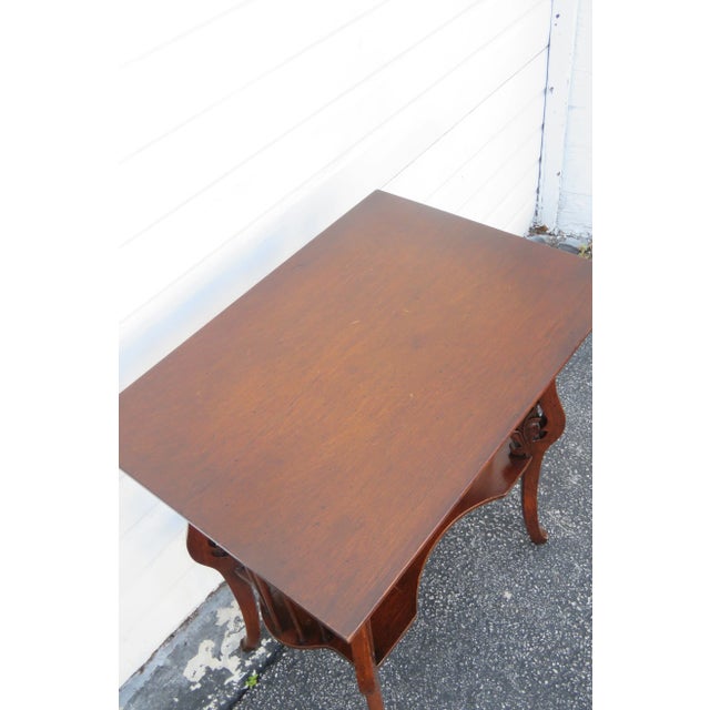 Victorian Early 1900s Victorian Oak Carved Side End Table For Sale - Image 3 of 13