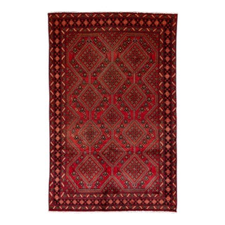 1960s Vintage Persian Handmade Red Wool Rug For Sale