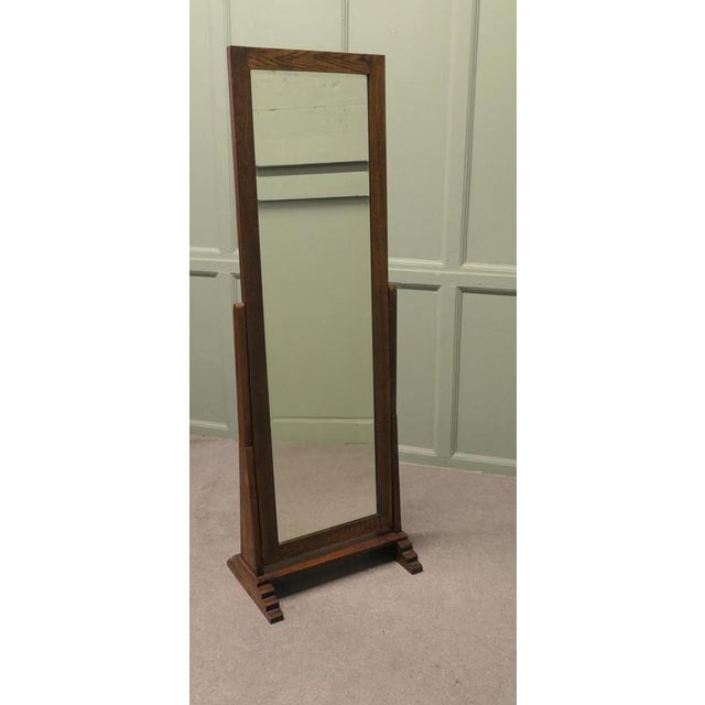 Vintage Cheval Mirror in Oak, 1930 For Sale - Image 4 of 8
