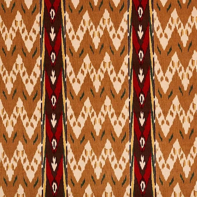 Sample- Schumacher Samar Ikat Velvet Fabric in Gold For Sale