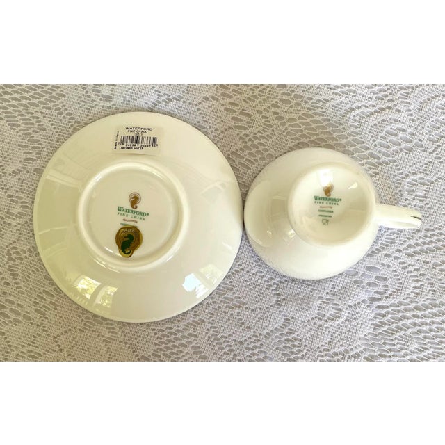 2000s Waterford Chiffonier Scallops & Dots, Platinum Trim Fine China Dessert Serving Set- 9 Pieces For Sale - Image 9 of 9