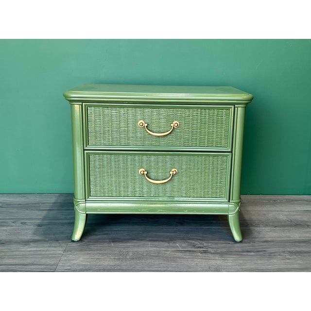 1970's High Gloss Green Lacquered Nightstand For Sale - Image 9 of 12