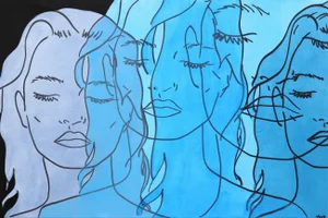 "Untitled (Like a Dream II)" Contemporary Minimalist Figurative Acrylic Painting by Hilary Bond