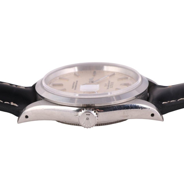 Art Deco 1990s Rolex Oyster Date 15200 Automatic Watch Stainless Steel Silver Dial Strap For Sale - Image 3 of 8