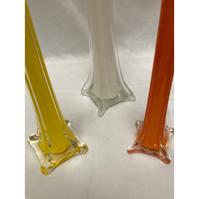 1970s Vintage Tall & Skinny Bud Art Glass Vases Set of 3 Chairish