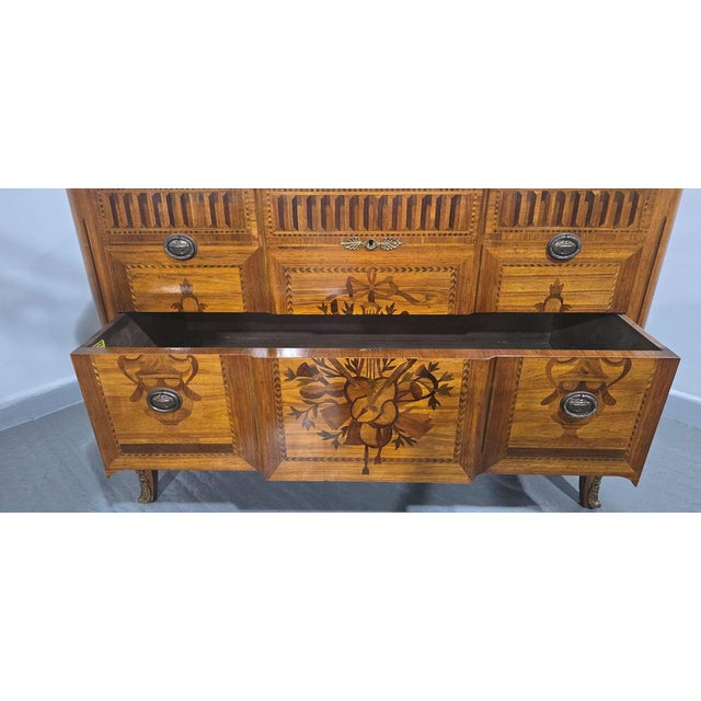 French Inlaid Commode Chest of Drawers, 1920 For Sale - Image 14 of 17