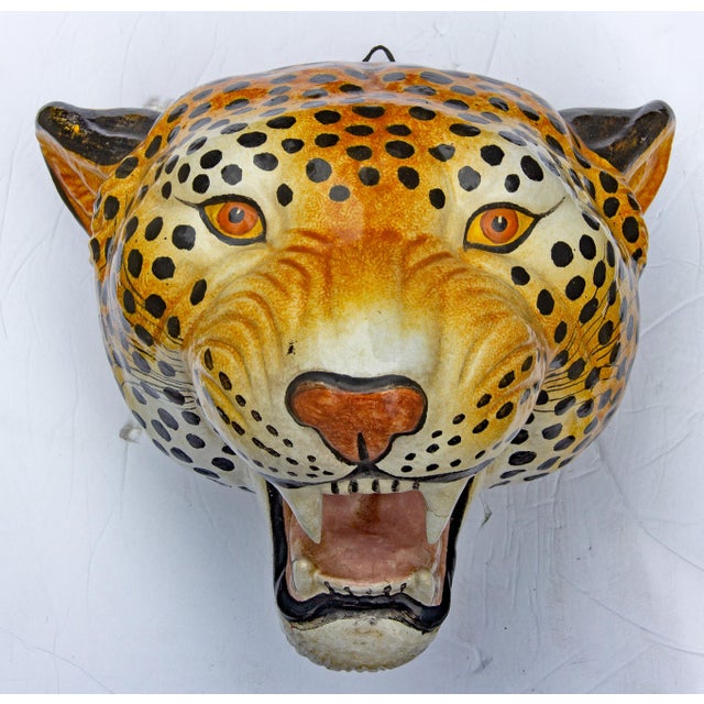 Mid-Century Modern Life Size Leopard Mount Italian Terracotta Mid 20th Century For Sale - Image 3 of 5