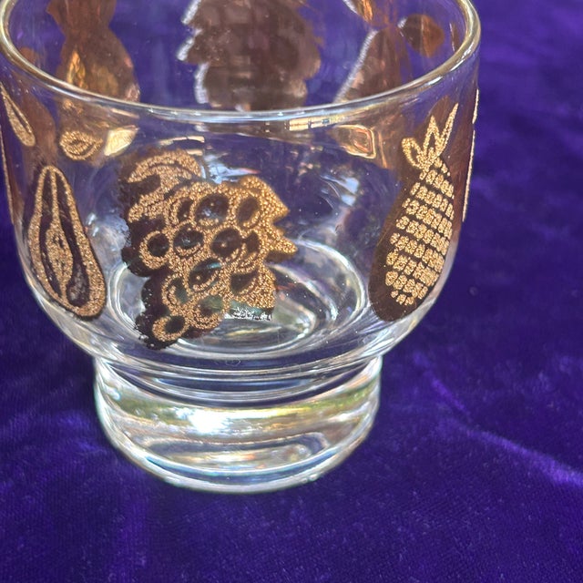 Mid-Century Modern Mid-Century Modern Culver Florentine 22k Gold MCM Fruit Lowball Cocktail Glasses Set of 4 For Sale - Image 3 of 9