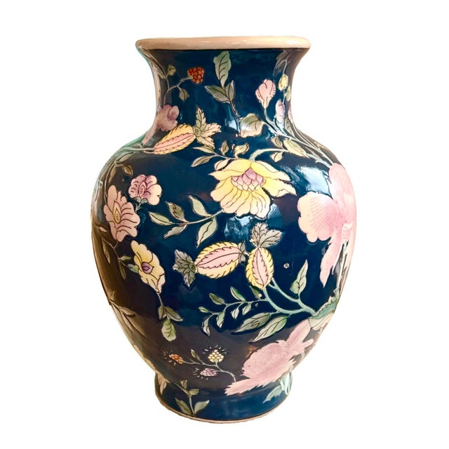 Vintage Chinoiserie Floral Vase For Sale - Image 4 of 7