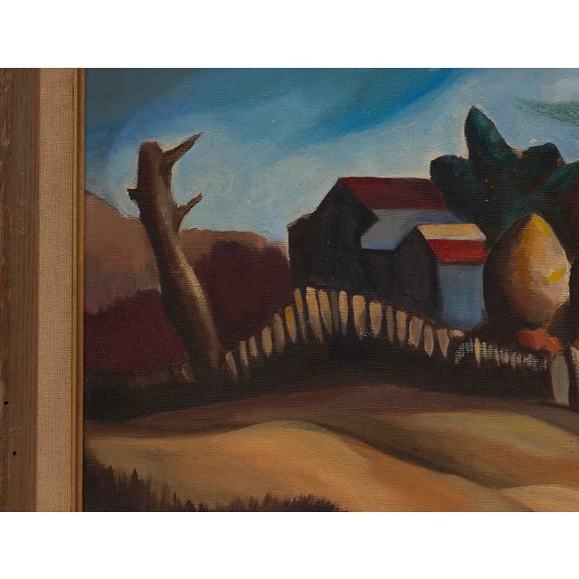 American Regionalist Landscape Painting by Very Talented Mystery Artist For Sale - Image 4 of 10