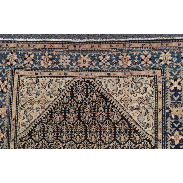 Navy Blue Antique Persian Sarouk Faraghan Rug With Midnight Field Design For Sale - Image 8 of 12