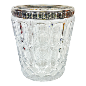 Vintage William Adams Cut Lead Crystal and Silver Plate Ice Bucket