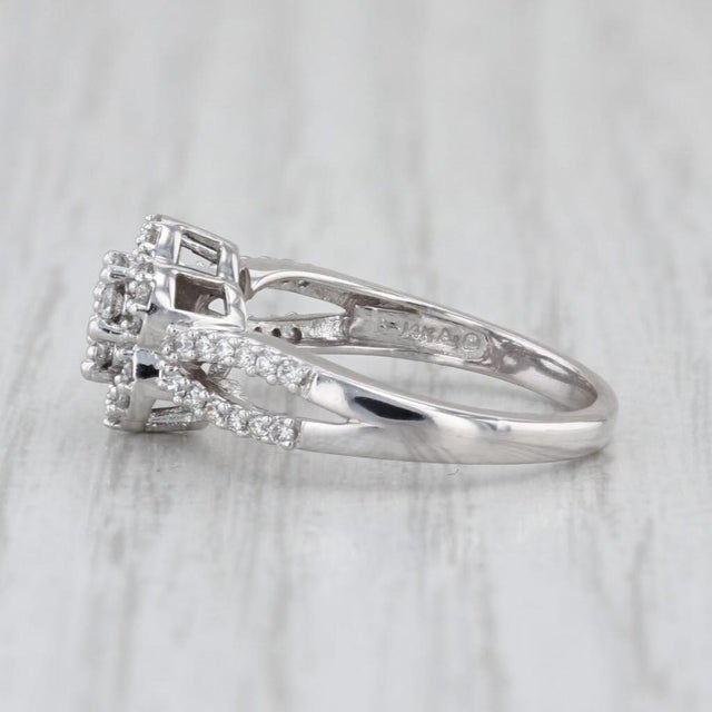 0.33ctw Diamond Cluster Engagement Ring 14k White Gold Size 5 For Sale In Greensboro - Image 6 of 8