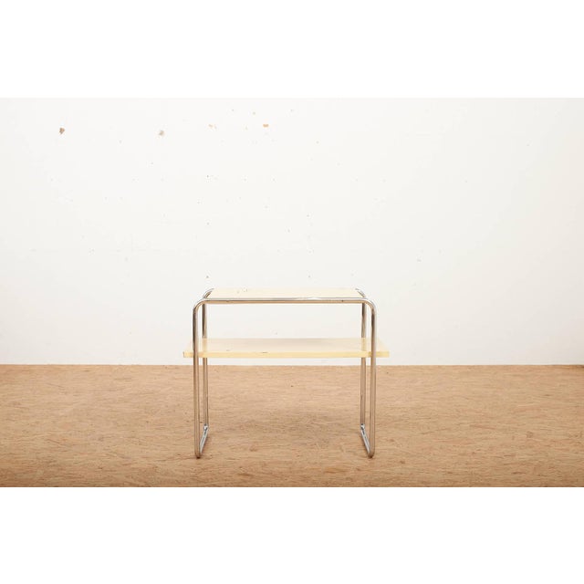 Bauhaus Model B12 Console Table in Chrome-Plated Tubular Steel and Beige Lacquered Plywood by Marcel Breuer for Thonet, 1928 For Sale - Image 3 of 14