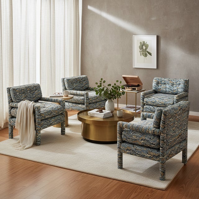 1970s Vintage Milo Baughman Style Upholstered Parsons Chairs For Sale - Image 9 of 9