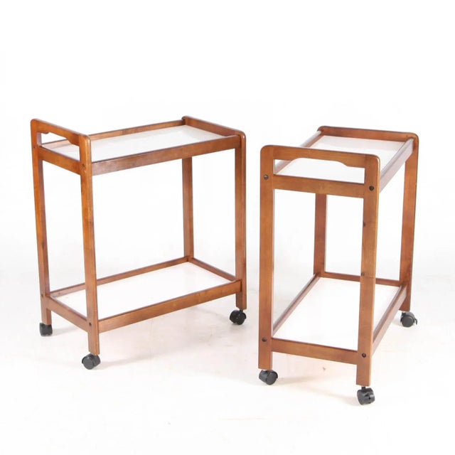 Wooden and Laminate Trolleys, 1970s, Set of 2 For Sale - Image 6 of 9
