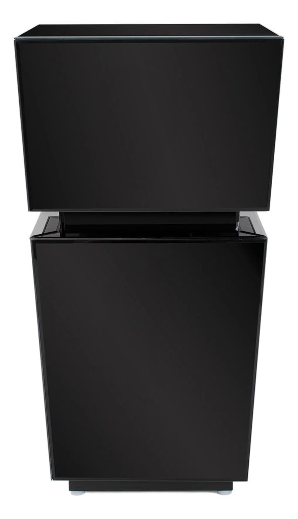 Black mirrored pedestal shown from the front.