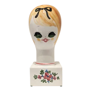 1960s Coop Quadrifoglio Italy Ceramic Mannequin Head – Mid-Century Modern Display Bust