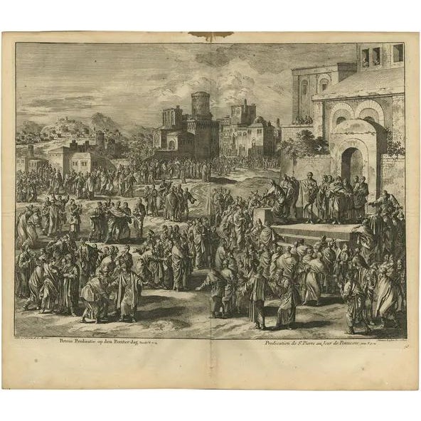 J. Luyken, Peter's Sermon at Pentecost, 1743, Print For Sale