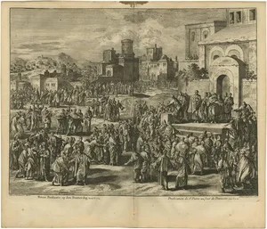 J. Luyken, Peter's Sermon at Pentecost, 1743, Print