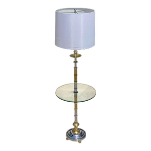 Romeo Rega Chrome and Brass Floor Lamp Side Table