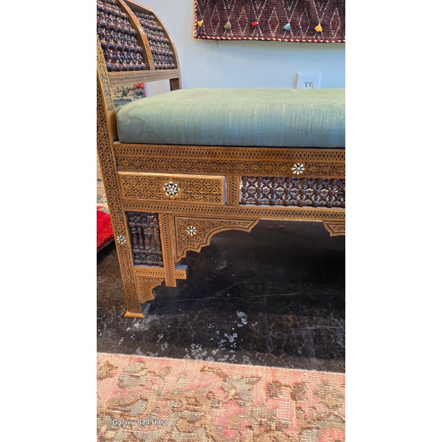 Late 20th Century Arabesque Moorish Damascus Bench For Sale - Image 12 of 12