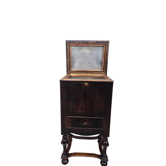Brown Antique English Mahogany Smoking Cabinet With Glass-Lined Humidor For Sale - Image 8 of 11
