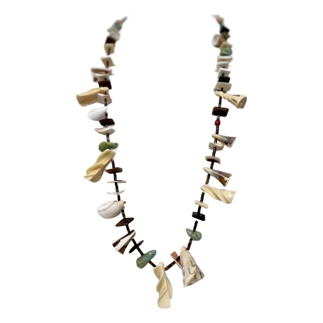 1980s Navajo Turquoise, Shell and Heishi Bead Necklace. Native American Necklace, Unisex For Sale